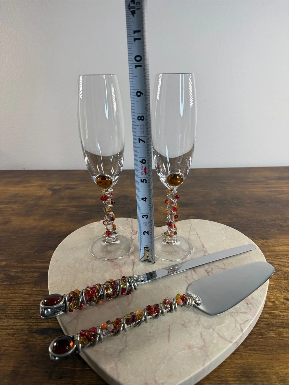 Mikasa Glassware & Beaded Cake Server Set in Clear and Amber